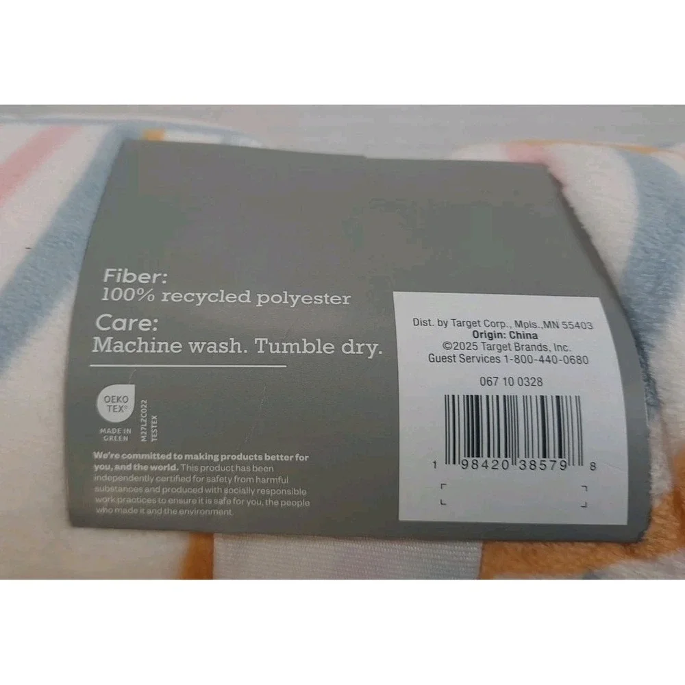 NWT Target Throw Blanket Rainbow Stripe Soft Plush 50x60 Made In Green Oeko-Tex‎